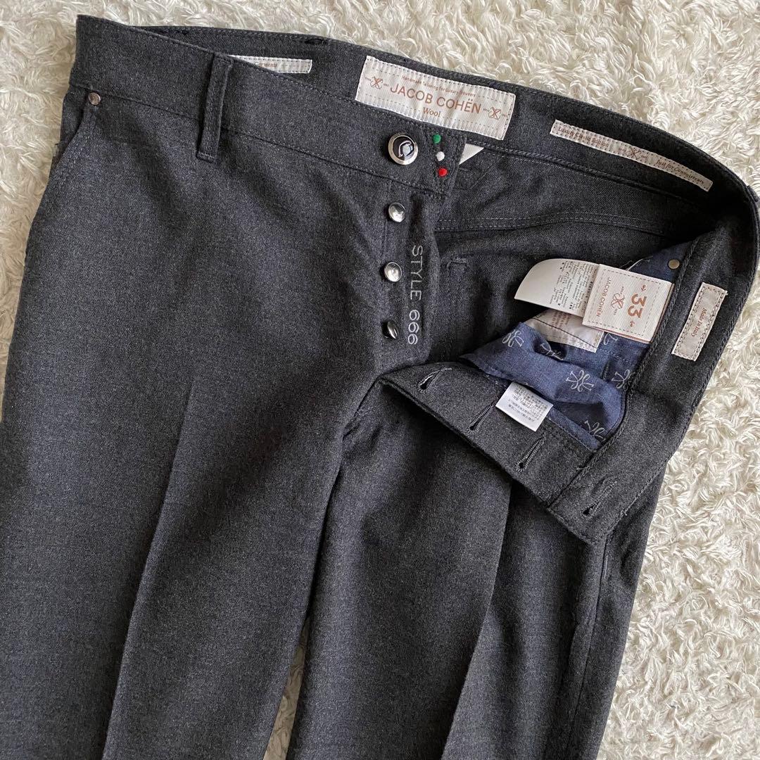 未使用級/W33 JACOB COHEN J666 スラックス フランネルウール