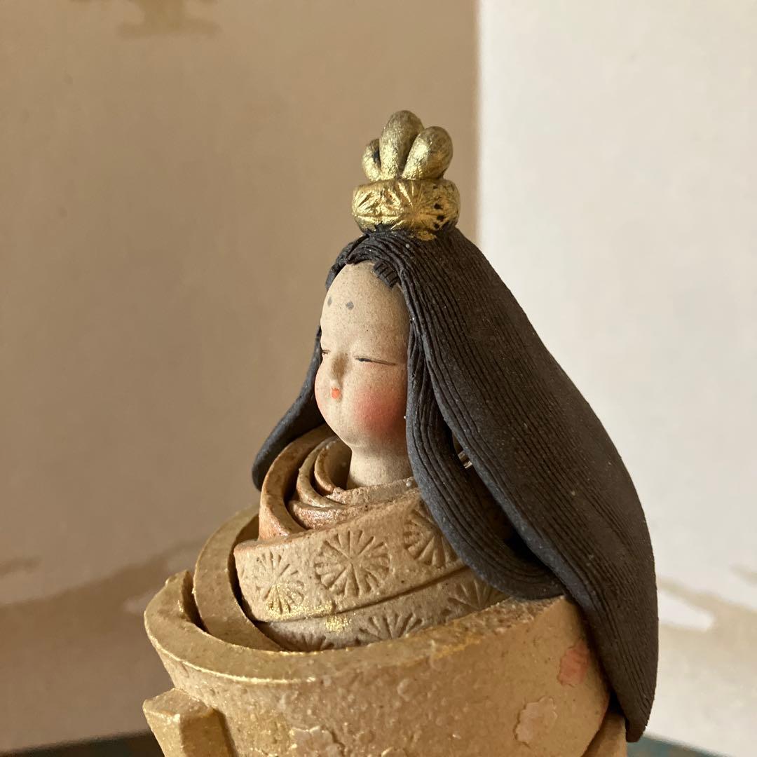 お雛様　雛人形　立ち雛　ひな祭り　お祝い　めでたい　陶人形　置物　型染め手作り