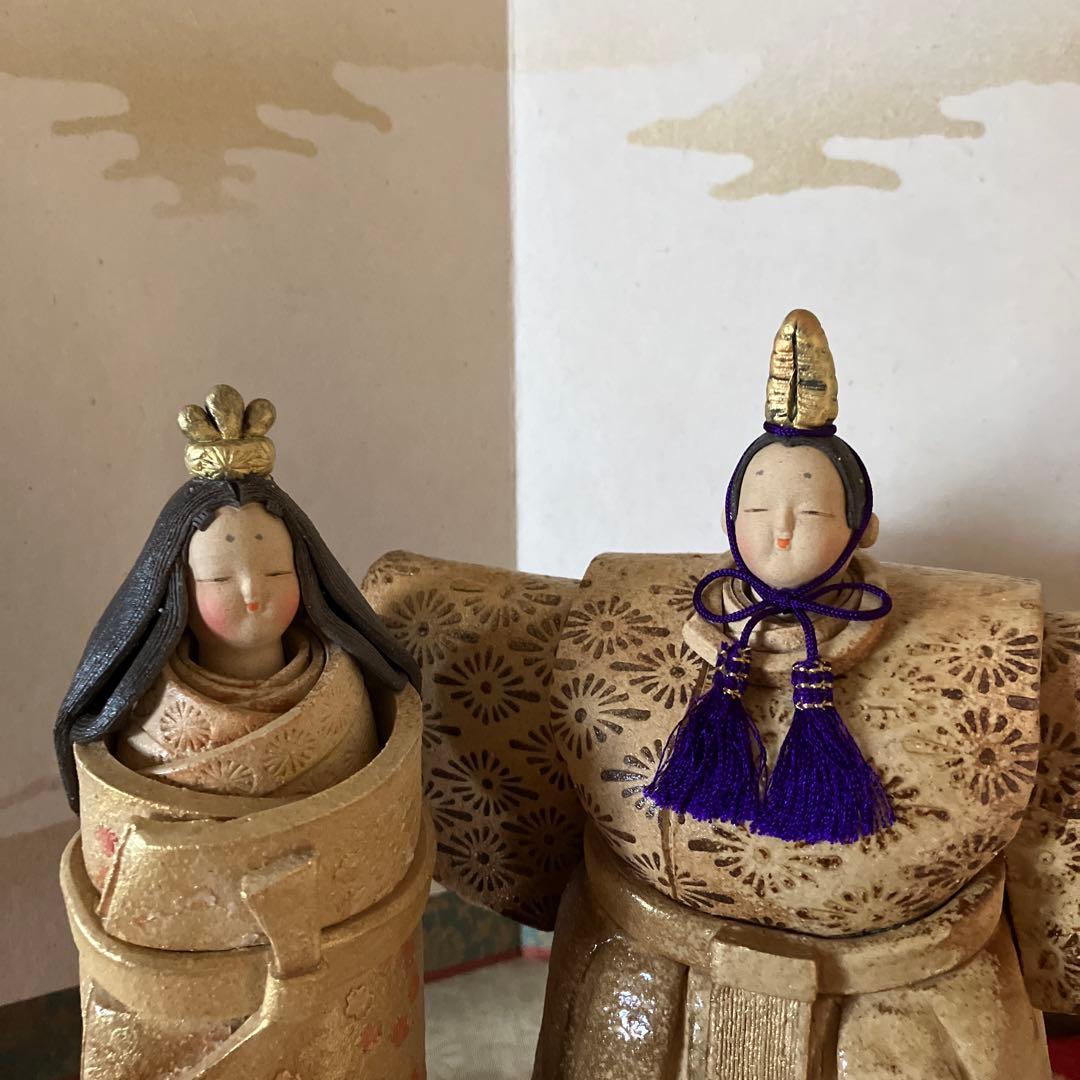 お雛様　雛人形　立ち雛　ひな祭り　お祝い　めでたい　陶人形　置物　型染め手作り