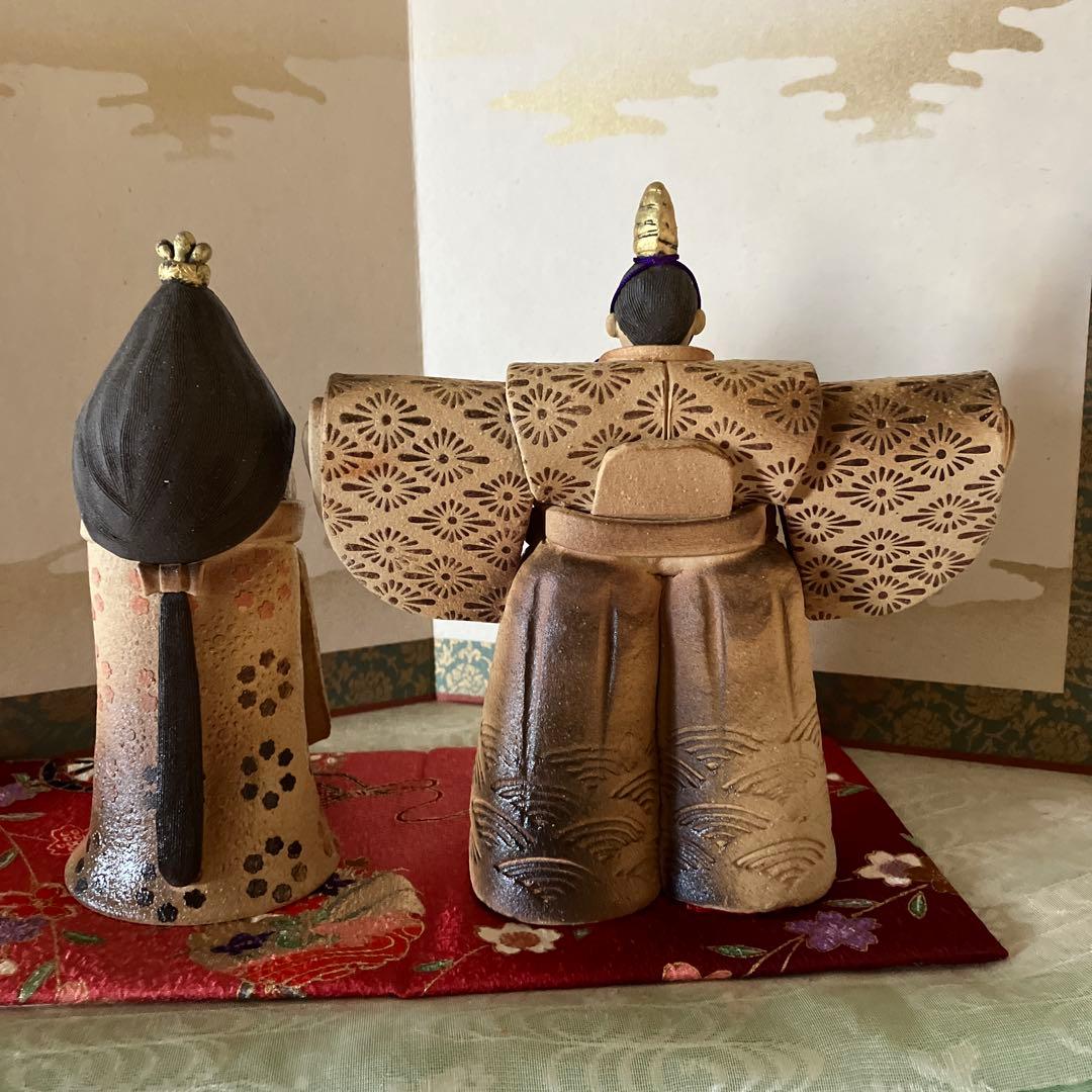 お雛様　雛人形　立ち雛　ひな祭り　お祝い　めでたい　陶人形　置物　型染め手作り