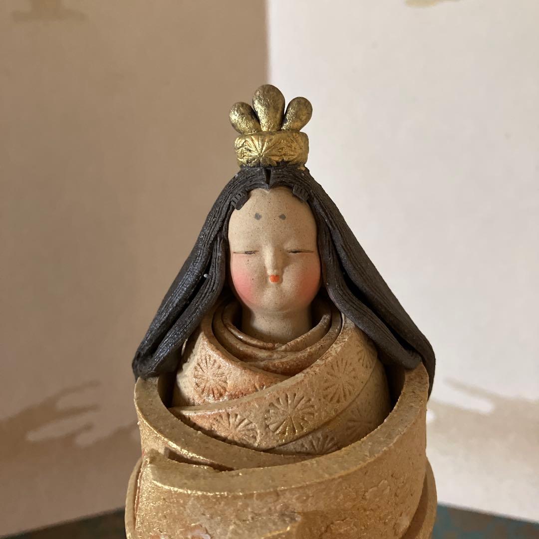 お雛様　雛人形　立ち雛　ひな祭り　お祝い　めでたい　陶人形　置物　型染め手作り