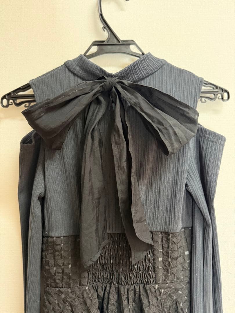 dazzlin（ダズリン） バックリボンティアードコンビワンピース （ブラック）