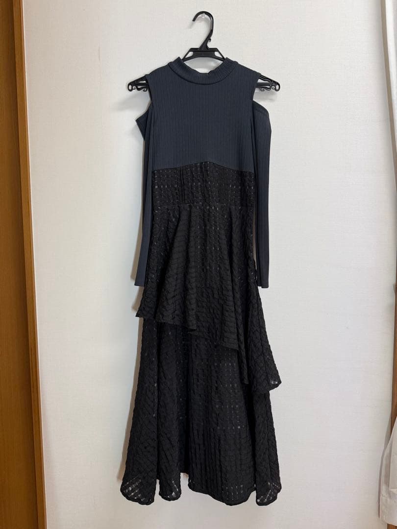 dazzlin（ダズリン） バックリボンティアードコンビワンピース （ブラック）