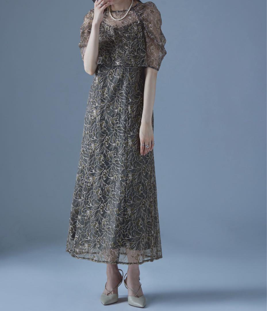 刺繍レースレイヤードドレス niana etoll