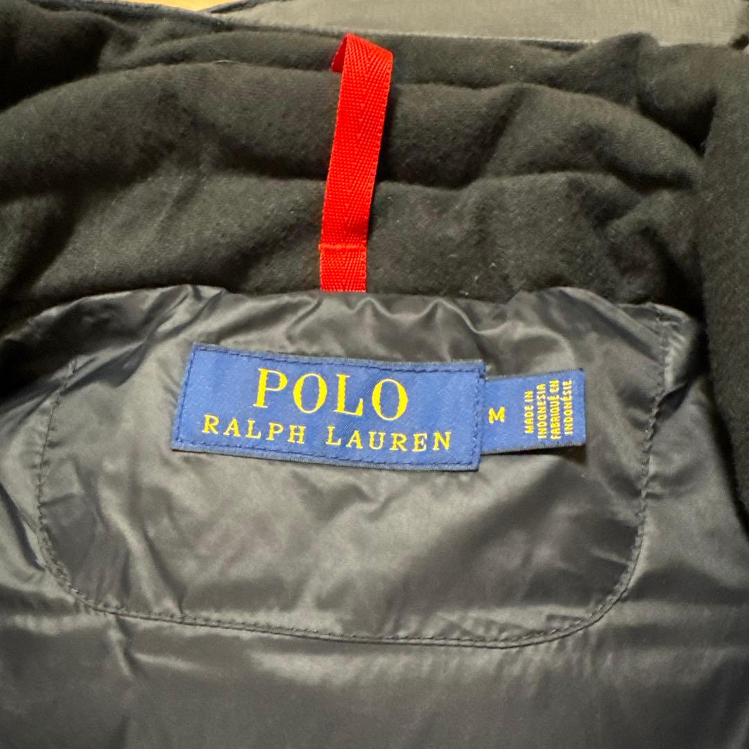【美品】ポロ・ラルフ・ローレン フード付き2wayダウンベストＭ グレー