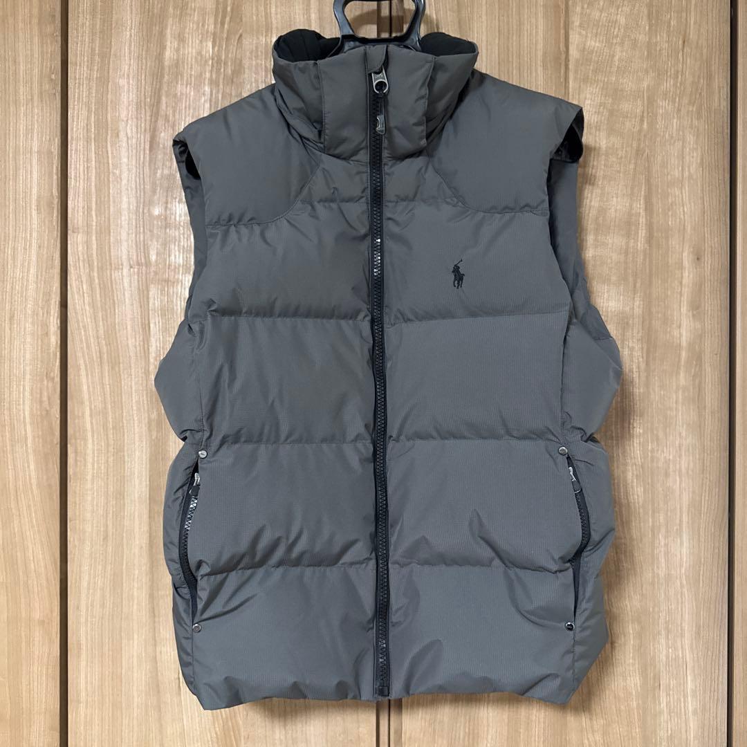 【美品】ポロ・ラルフ・ローレン フード付き2wayダウンベストＭ グレー