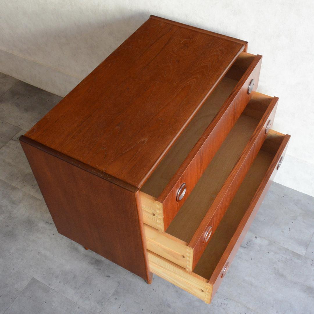 ミルメルシィ　 デンマーク チーク３段チェスト 北欧家具 北欧デザイン