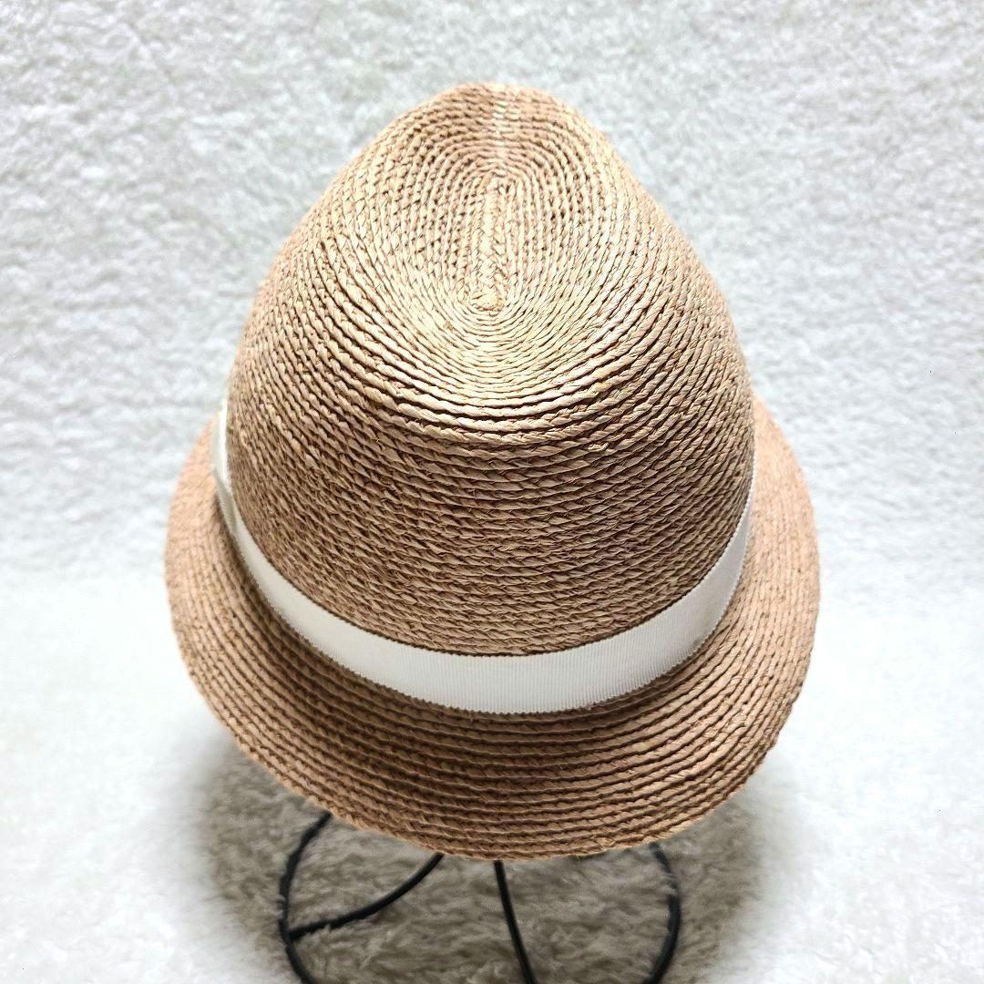 【人気】　ヘレンカミンスキー　ハット　中折れ帽　ラフィア　麦わら帽子　リーフ金具