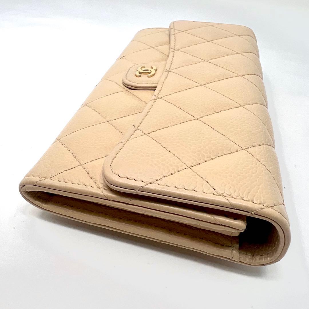 CHANEL シャネル キャビアスキン マトラッセ ロングフラップウォレット
