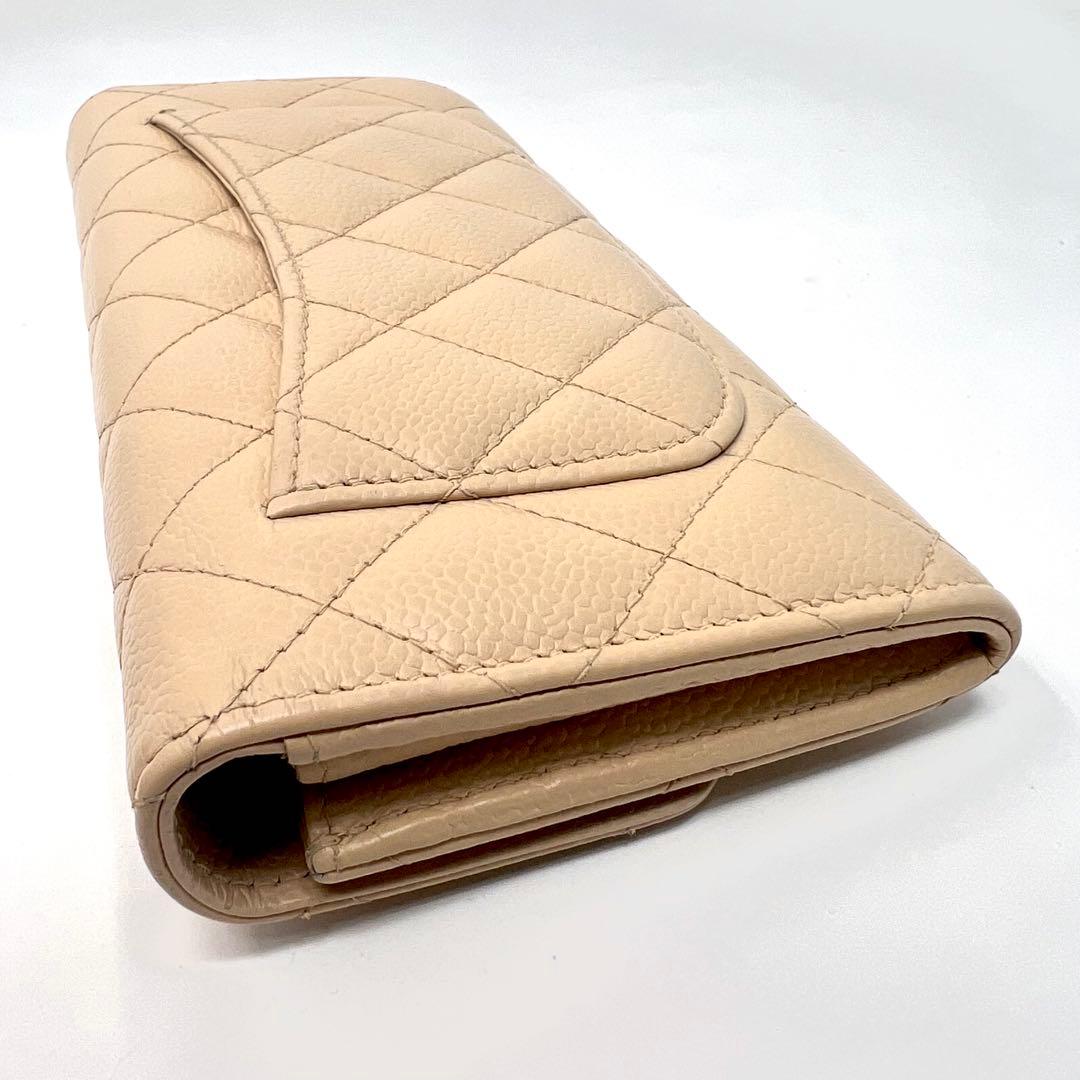 CHANEL シャネル キャビアスキン マトラッセ ロングフラップウォレット