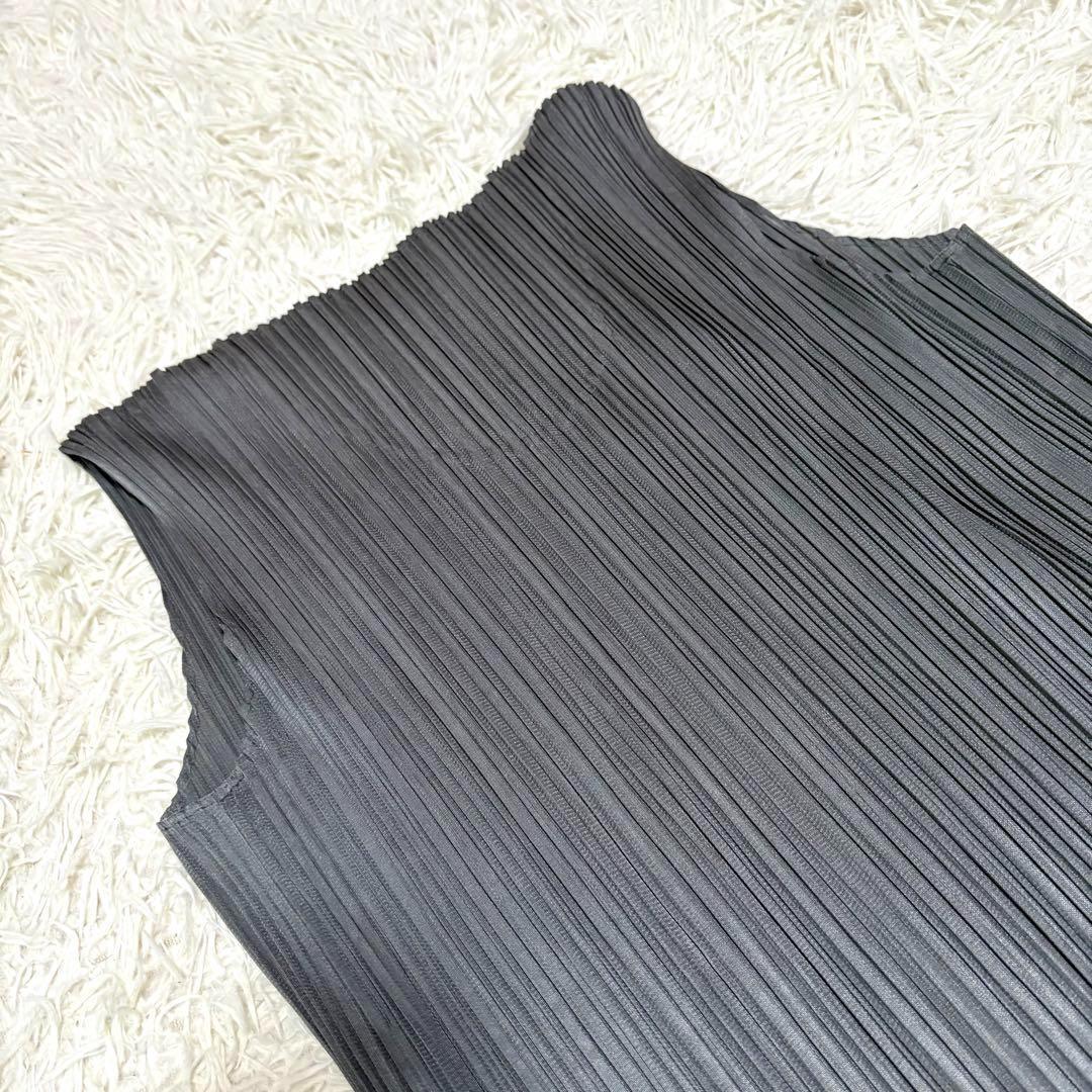 美品✨ プリーツプリーズ ノースリーブ ロングカーディガン ジレ グレー 2