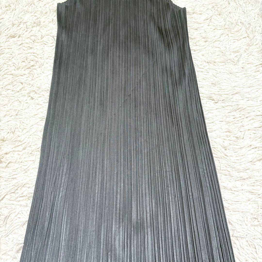 美品✨ プリーツプリーズ ノースリーブ ロングカーディガン ジレ グレー 2