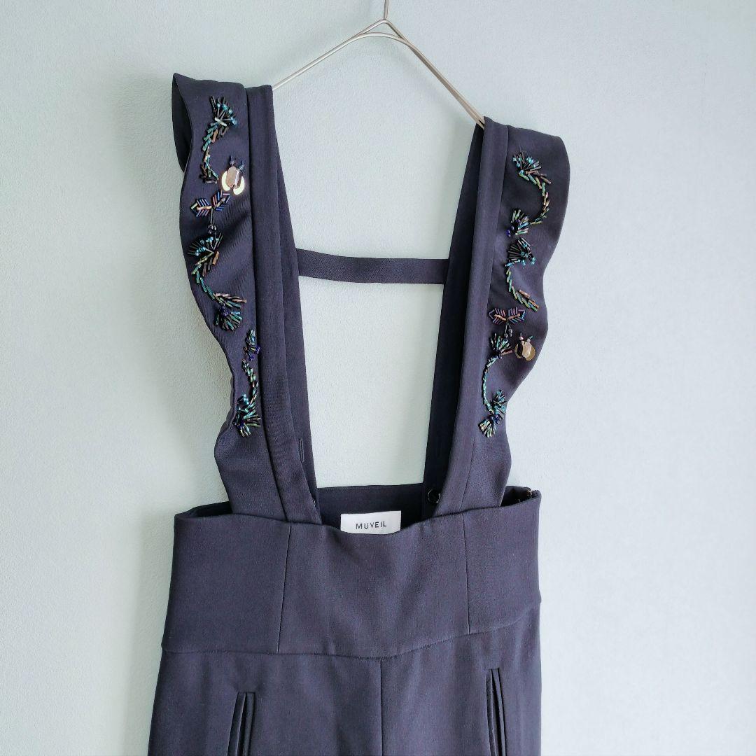 【値下げ交渉歓迎】 ミュベール MUVEIL ビジューサロペット ネイビー 38
