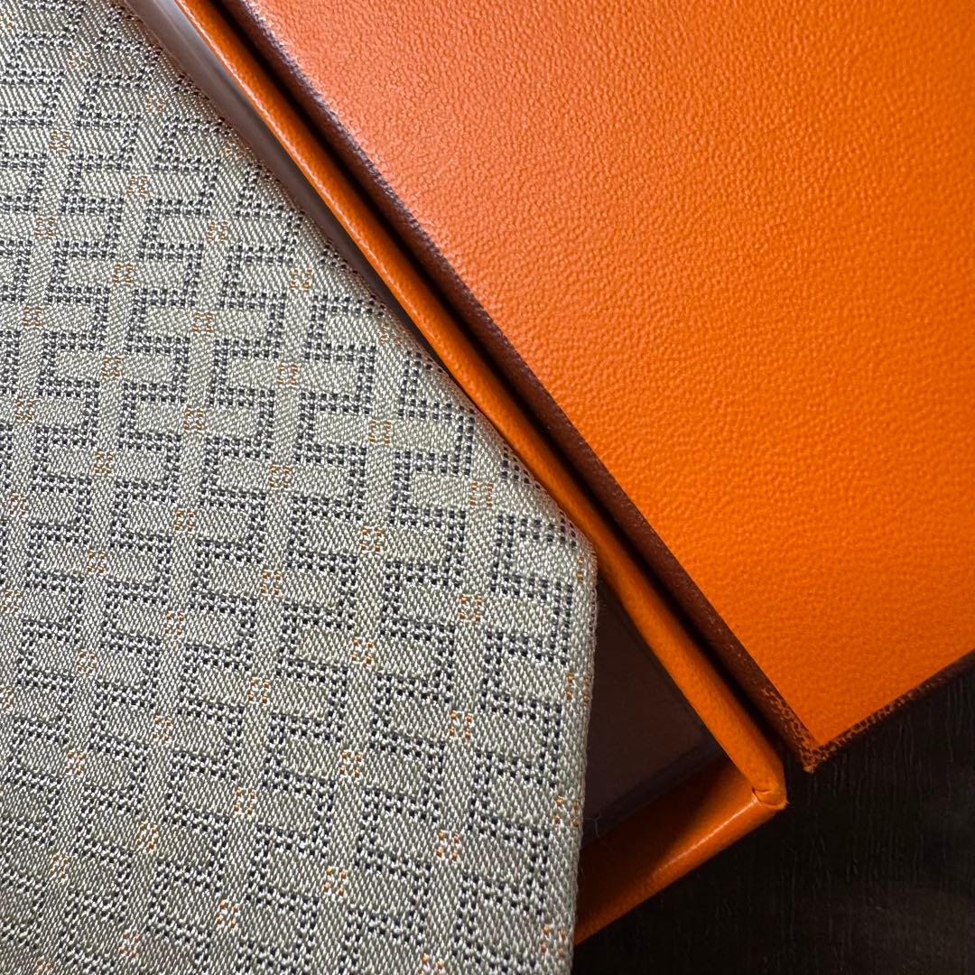 極美品 HERMES エルメス Hロゴ 織柄 ネクタイ ジャガード シルク