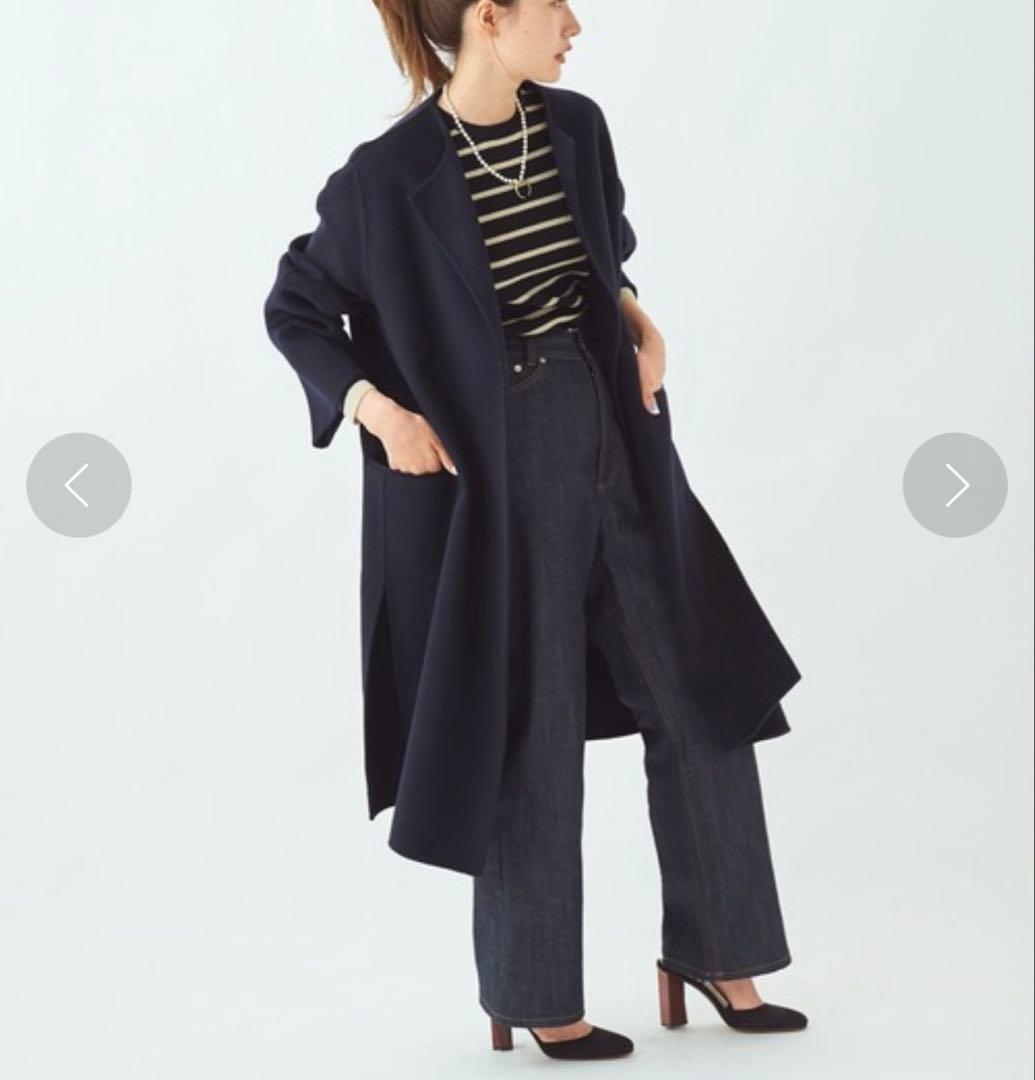 み*い様 美品⁑プラージュ　ハミルトンノーカラーリバーコート　ネイビー　36 ウ