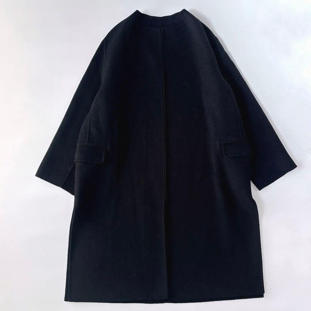 み*い様 美品⁑プラージュ　ハミルトンノーカラーリバーコート　ネイビー　36 ウ