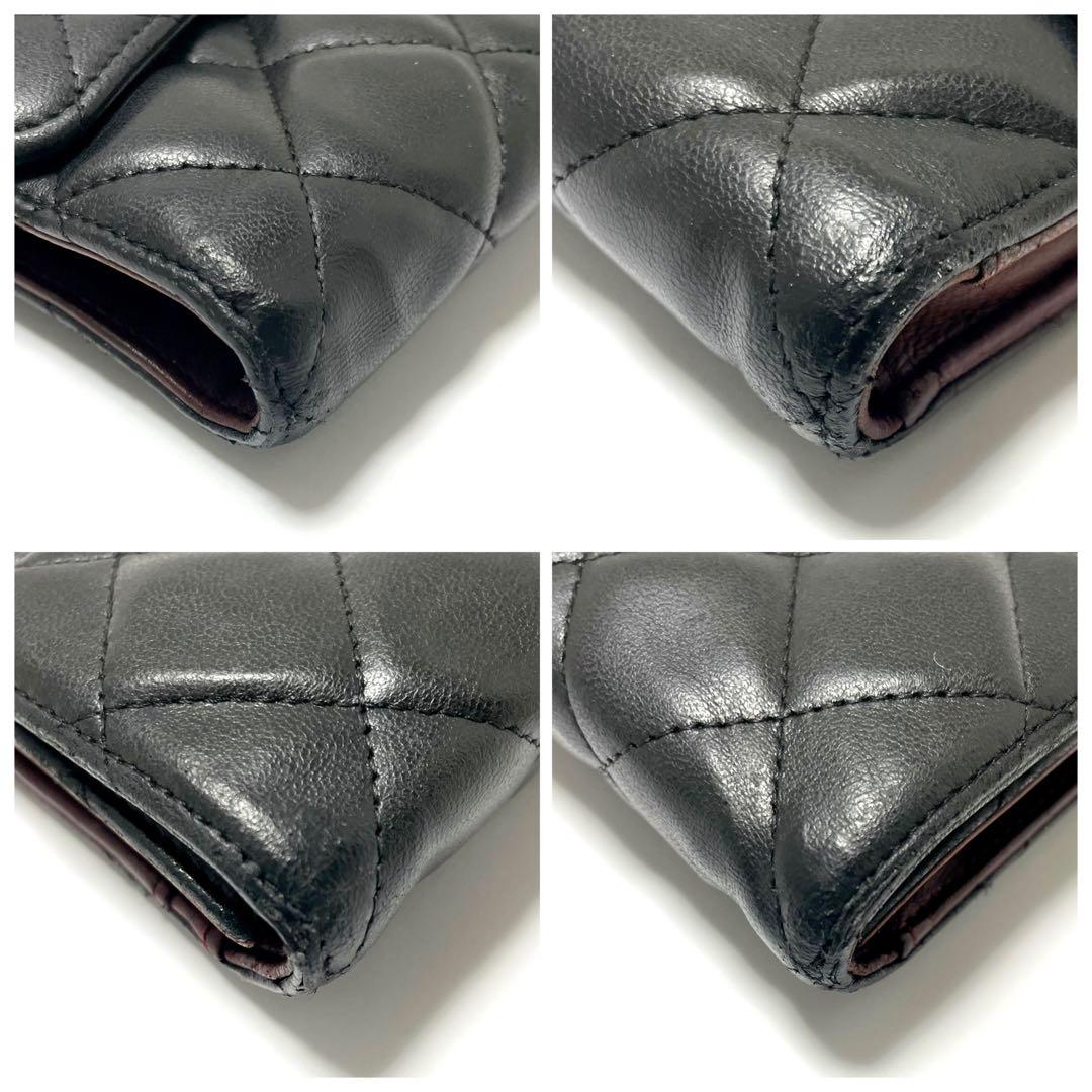 シャネル マトラッセ ココマーク 長財布 ラムスキン ブラック レディース