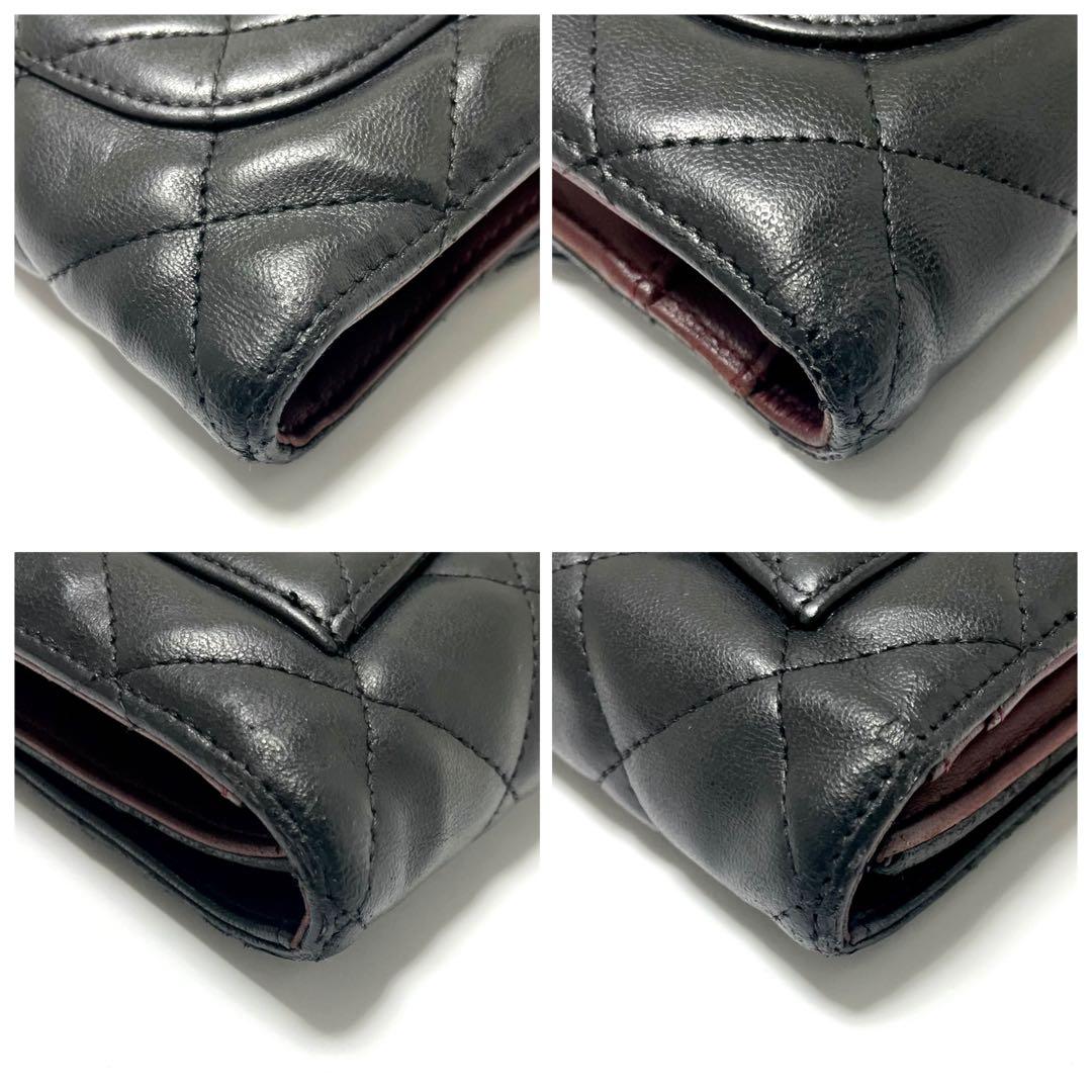 シャネル マトラッセ ココマーク 長財布 ラムスキン ブラック レディース