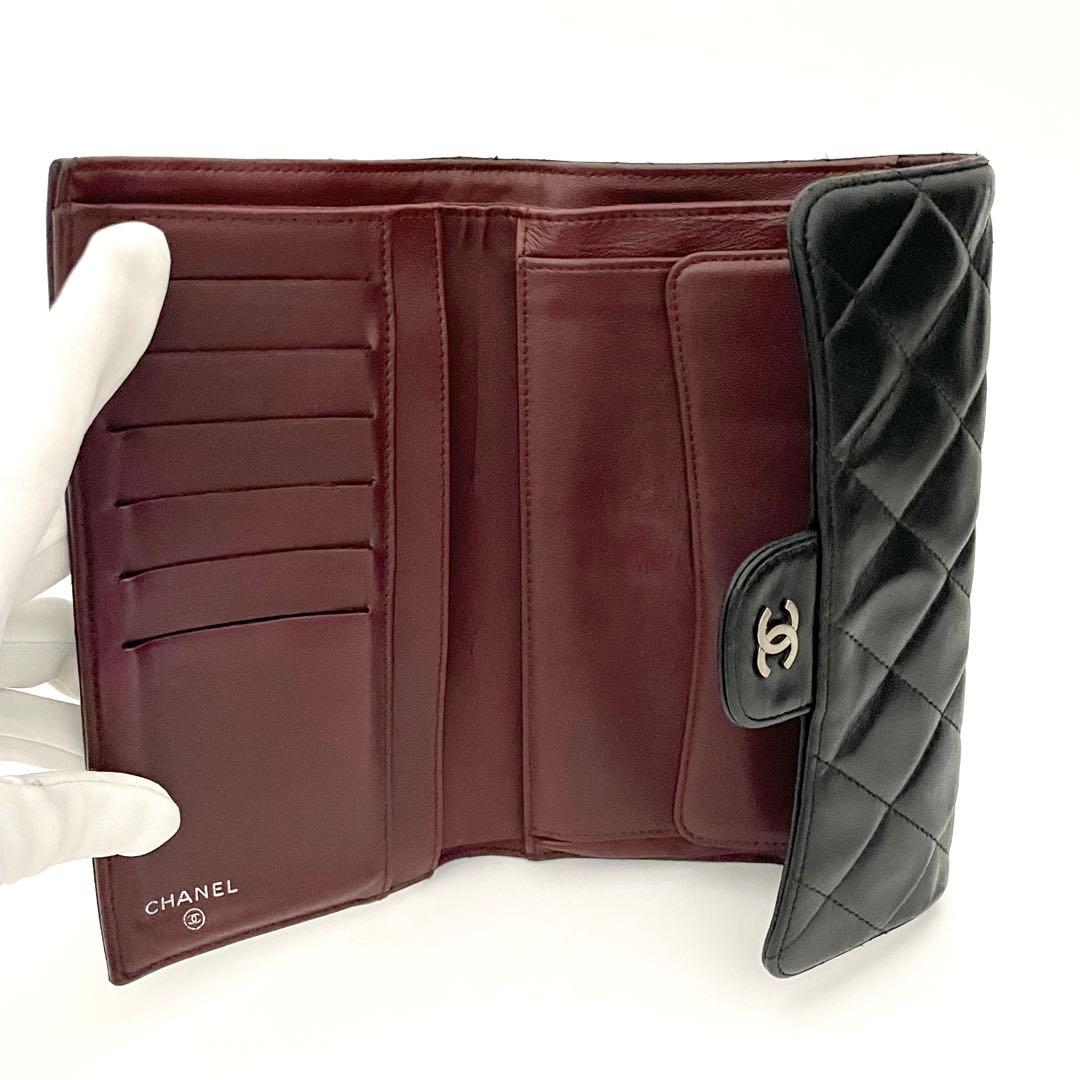 シャネル マトラッセ ココマーク 長財布 ラムスキン ブラック レディース