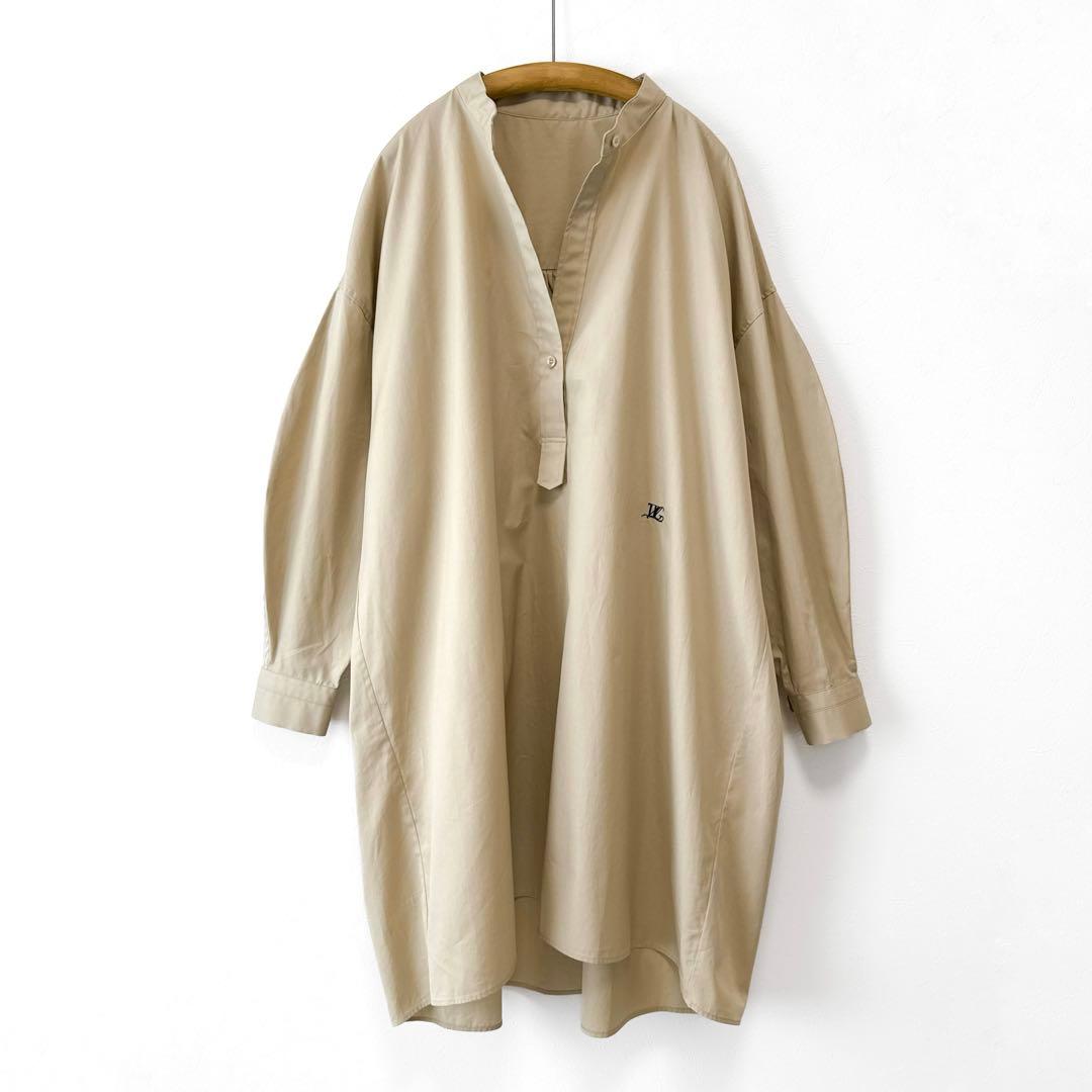 美品 Whim Gazette 刺繍シャツチュニック ビッグシルエット ベージュ