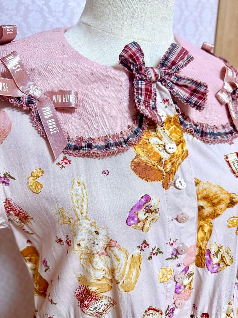 ピンクハウス×青木美沙子 アニマルハッピージャムプリントワンピース