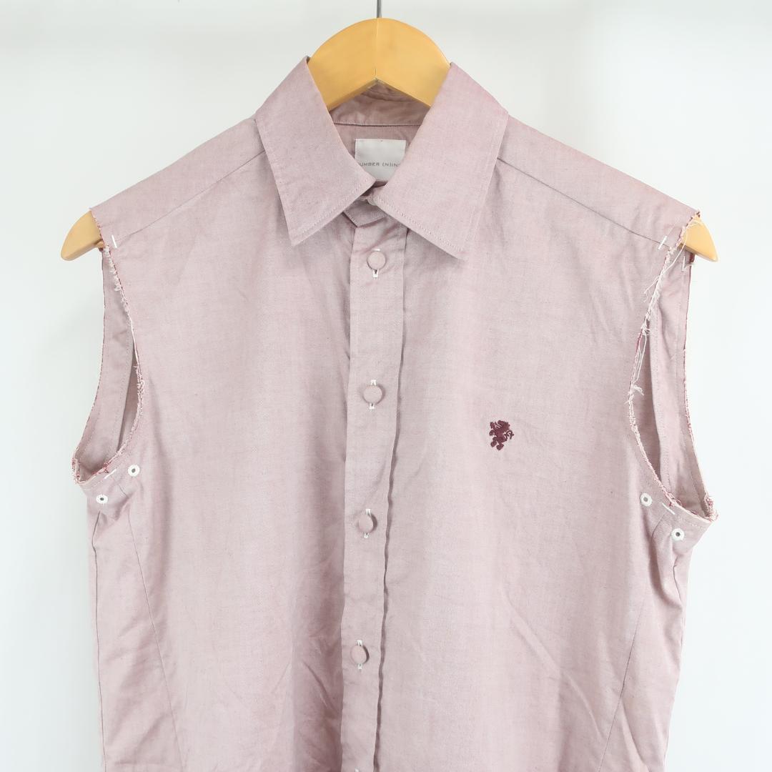 00s NUMBER NINE ロゴ 刺繍 カットオフ ノースリーブ シャツ 2