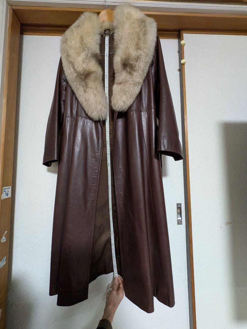 ​最高級Partina パルティナ 牛革 ロングレザーコート ファー付 Aライン