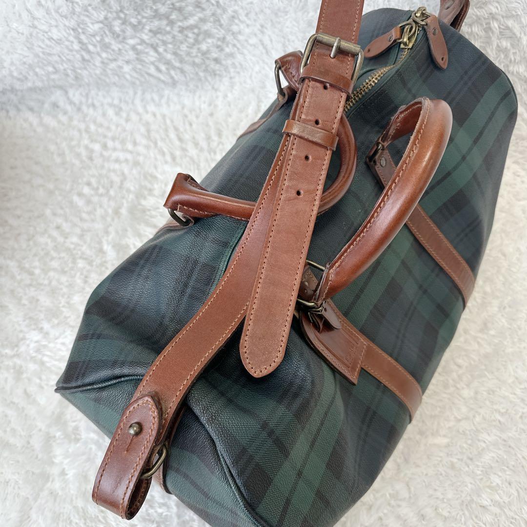 【良品】POLO Ralph Lauren ボストンバッグ 2WAY チェック柄