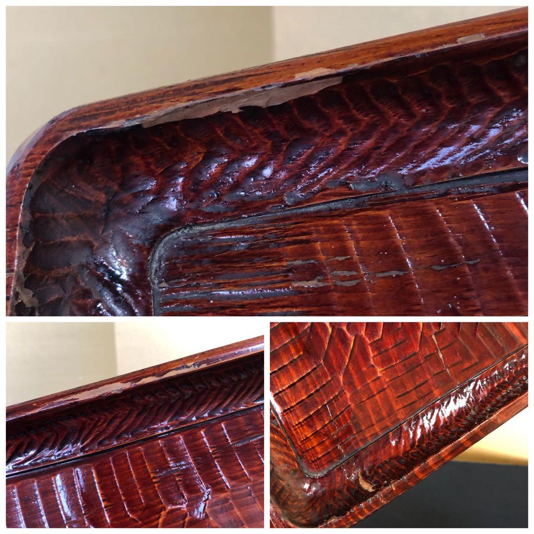 割引❗️《レ》伝統工芸 讃岐彫 讃岐盆5客 四方盆 銘々膳 刳抜 251027う1