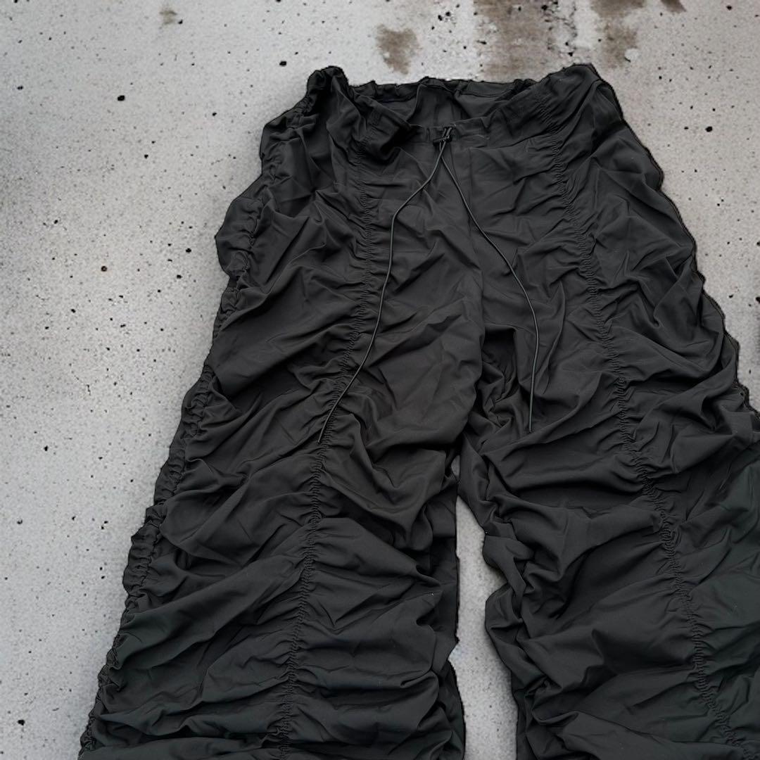 【00’s】ナイロンパンツ　ギャザーパンツ　フレアパンツ　TECH Y2K