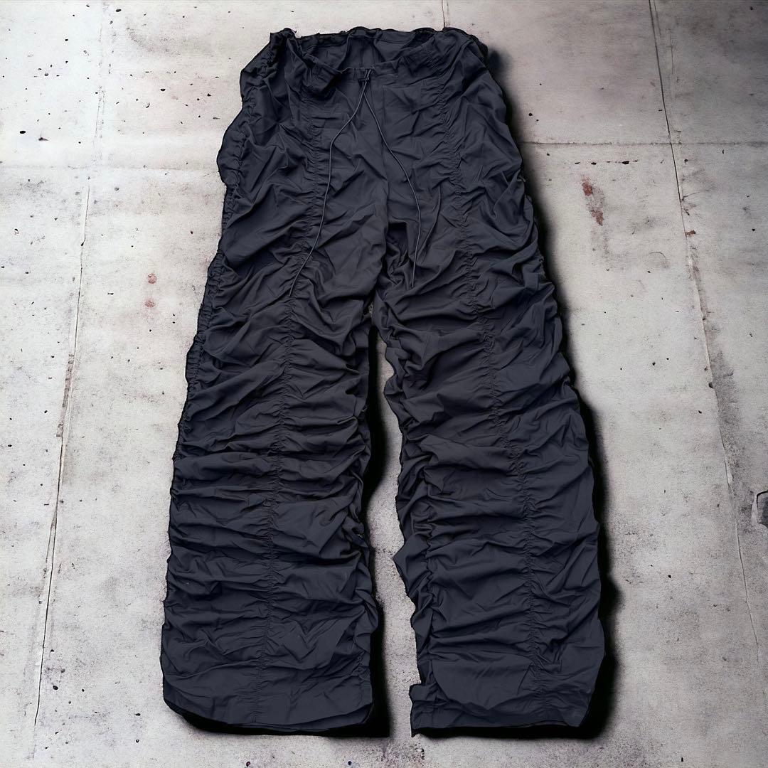 【00’s】ナイロンパンツ　ギャザーパンツ　フレアパンツ　TECH Y2K