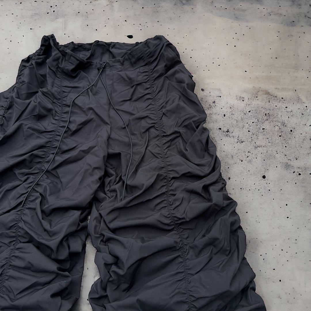 【00’s】ナイロンパンツ　ギャザーパンツ　フレアパンツ　TECH Y2K