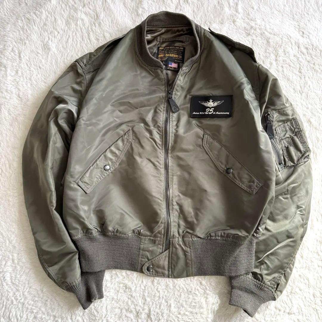 希少モデル✨ AVIREX 25周年記念 MA-1 USA製 丈短 L
