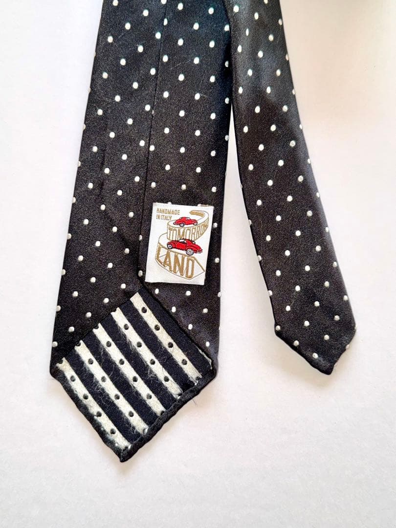 TOMORROWLAND シルク セッテピエゲ ドット　ネクタイ　ブラック