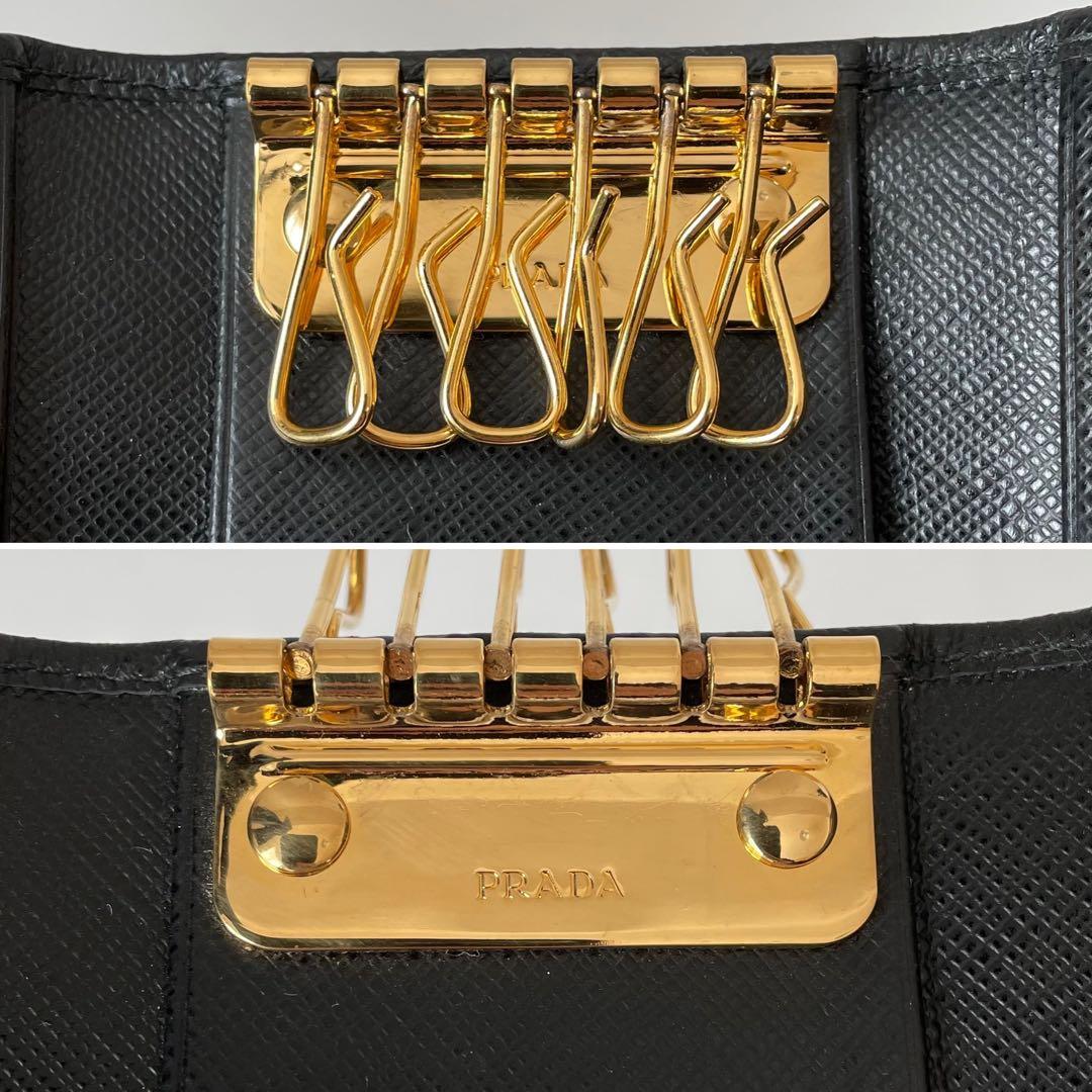 【極美品】プラダ キーケース 6連 サフィアーノレザー 黒 1PG222