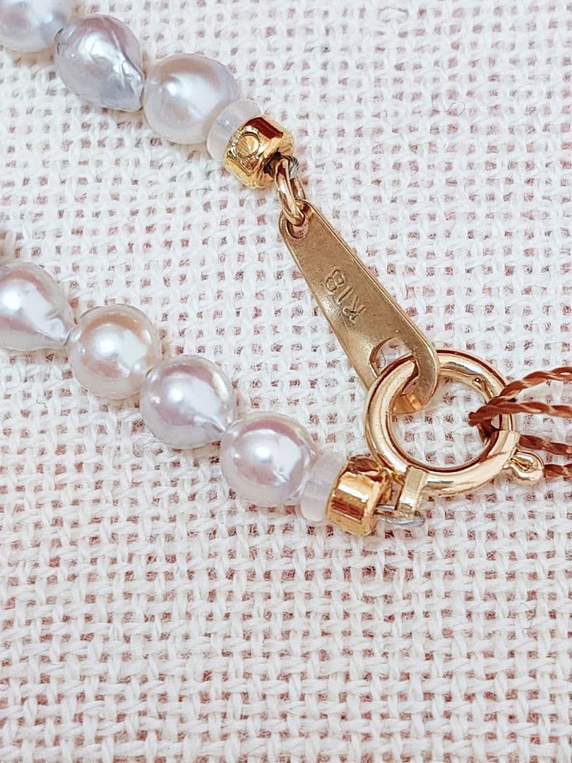 未使用品 k18 ナチュラル あこやベビー真珠 あこや本真珠 ネックレス