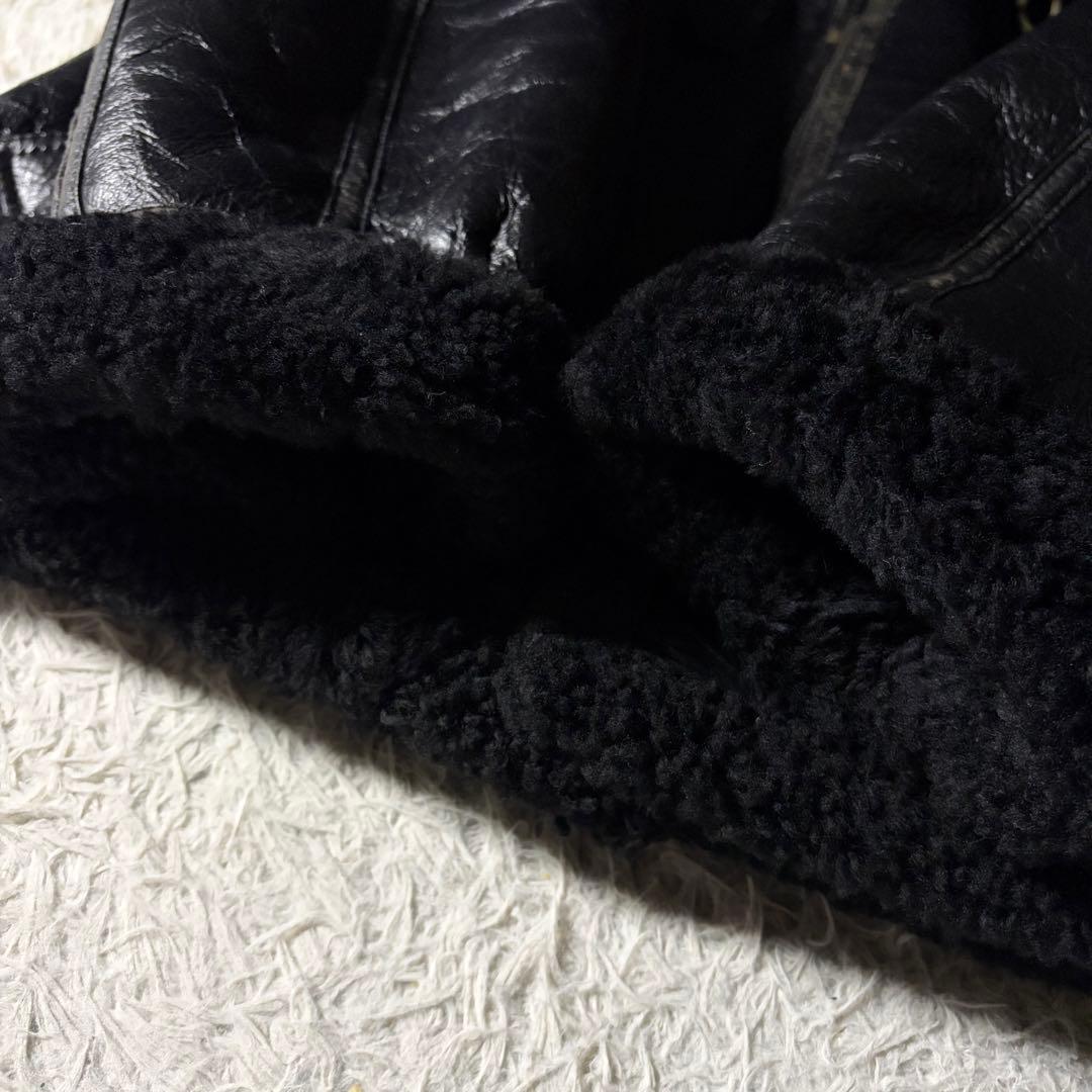 【雰囲気抜群】フライトジャケット　B-3 ムートン　羊革　ブラック　L