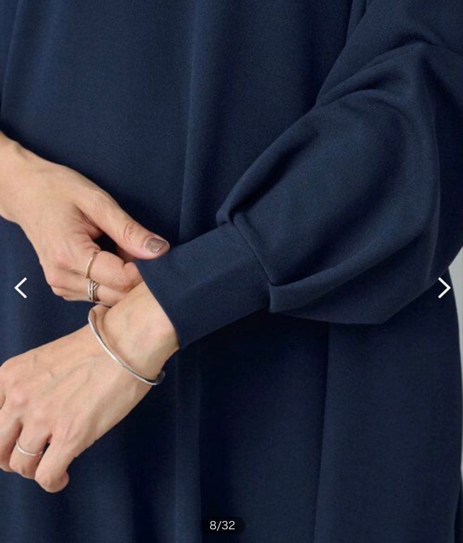 長袖　ビアズリーワンピース　ネイビー　size1