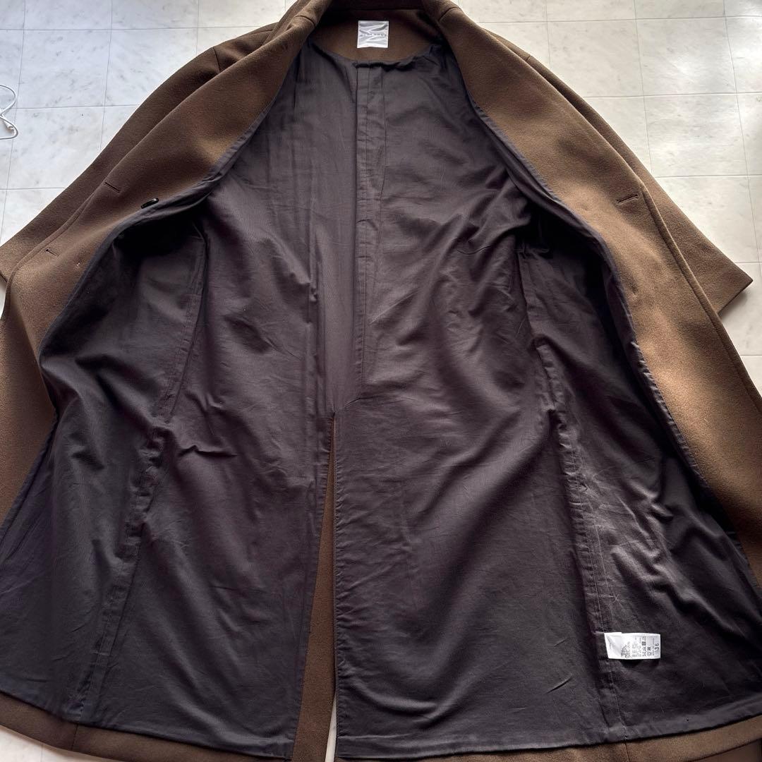 シティショップ ダブルメルトンコート マキシ丈 ブラウン 茶 ウールコート 36