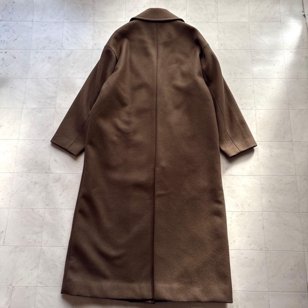 シティショップ ダブルメルトンコート マキシ丈 ブラウン 茶 ウールコート 36