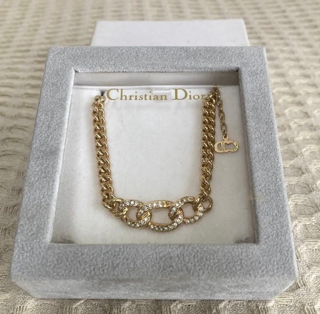 Christian Diorネックレス ★ラインストーン★未使用箱入り、刻印あり
