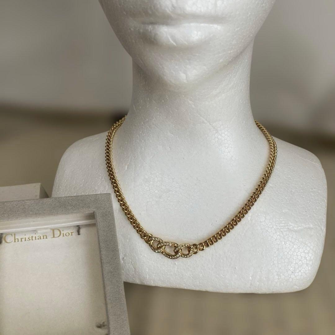 Christian Diorネックレス ★ラインストーン★未使用箱入り、刻印あり