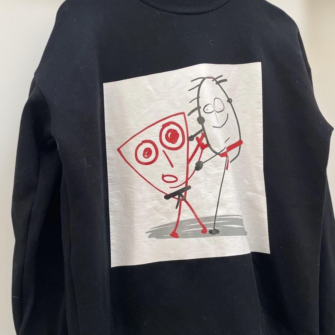 最終のお値下げ⚫︎PLAN C⚫︎ かわいいイラストの黒スウェット S ゆったり