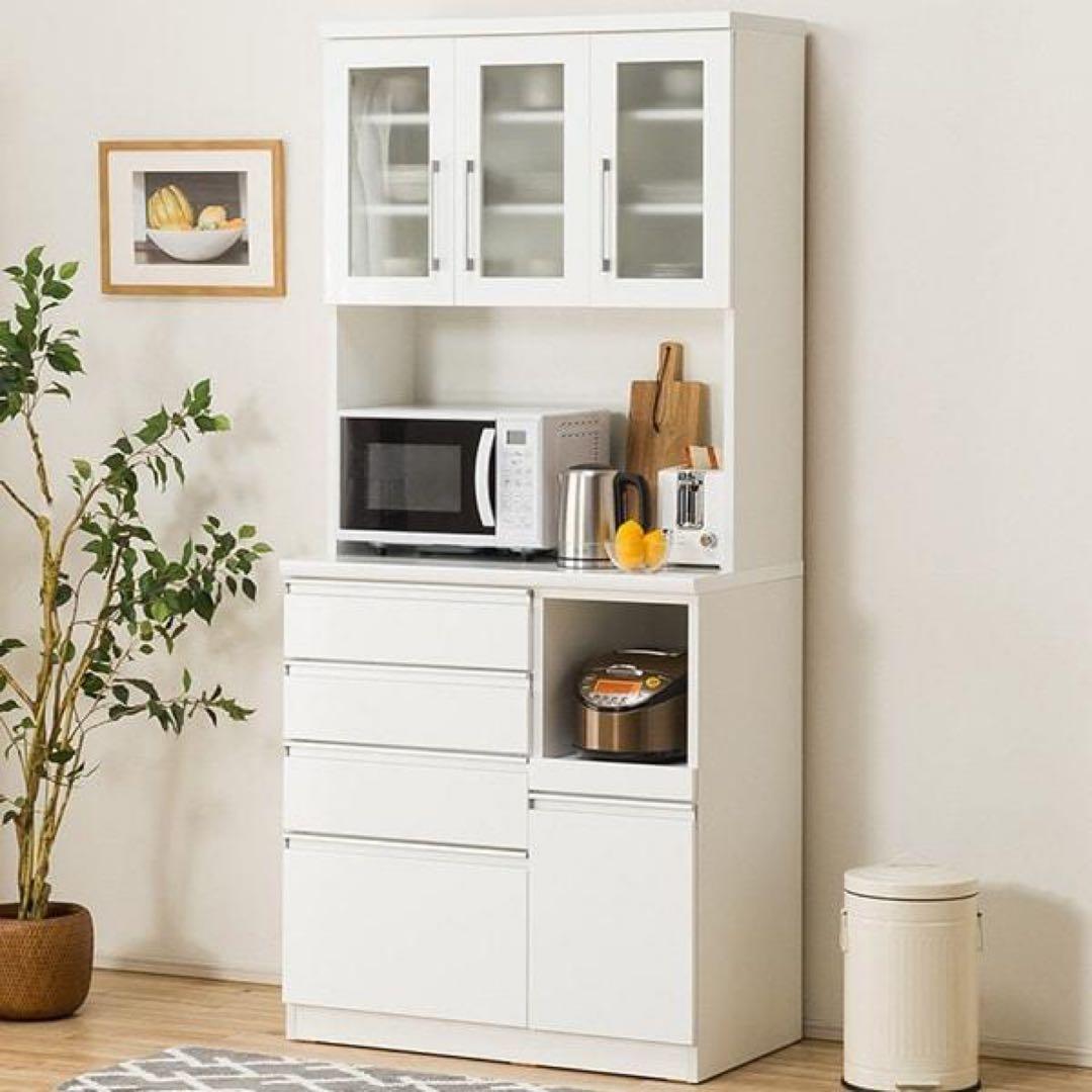 【みいさま専用※送料込】ニトリ 食器棚 幅90 レジューム　ホワイト