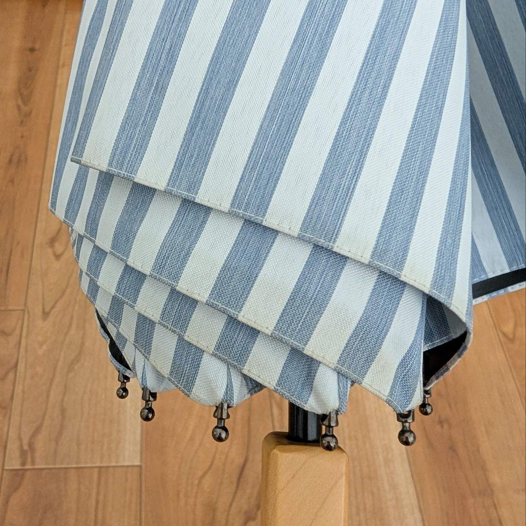 サンバリア100 長傘 Sサイズ ストライプ ブルー ショート 日傘