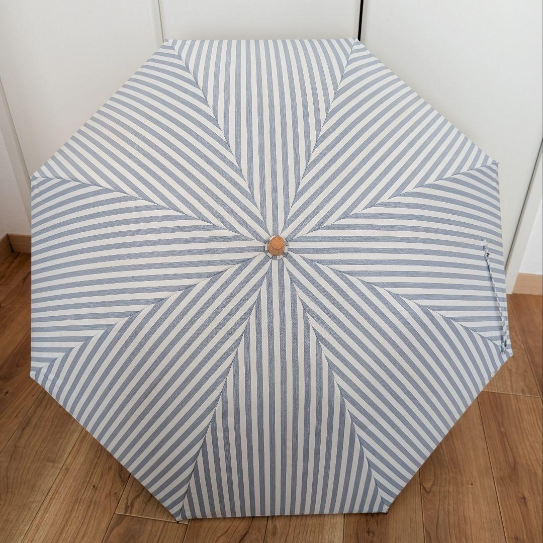 サンバリア100 長傘 Sサイズ ストライプ ブルー ショート 日傘