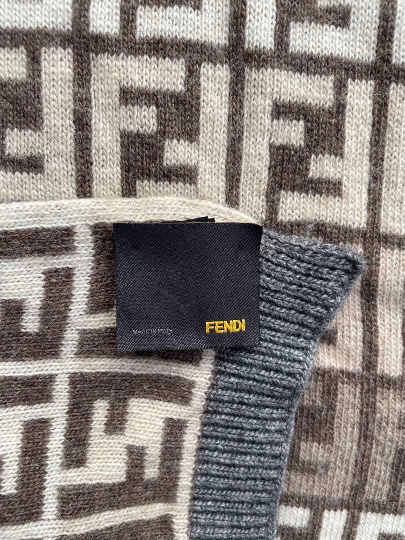 FENDI カシミアマフラー ズッカ柄 FFロゴ ストール