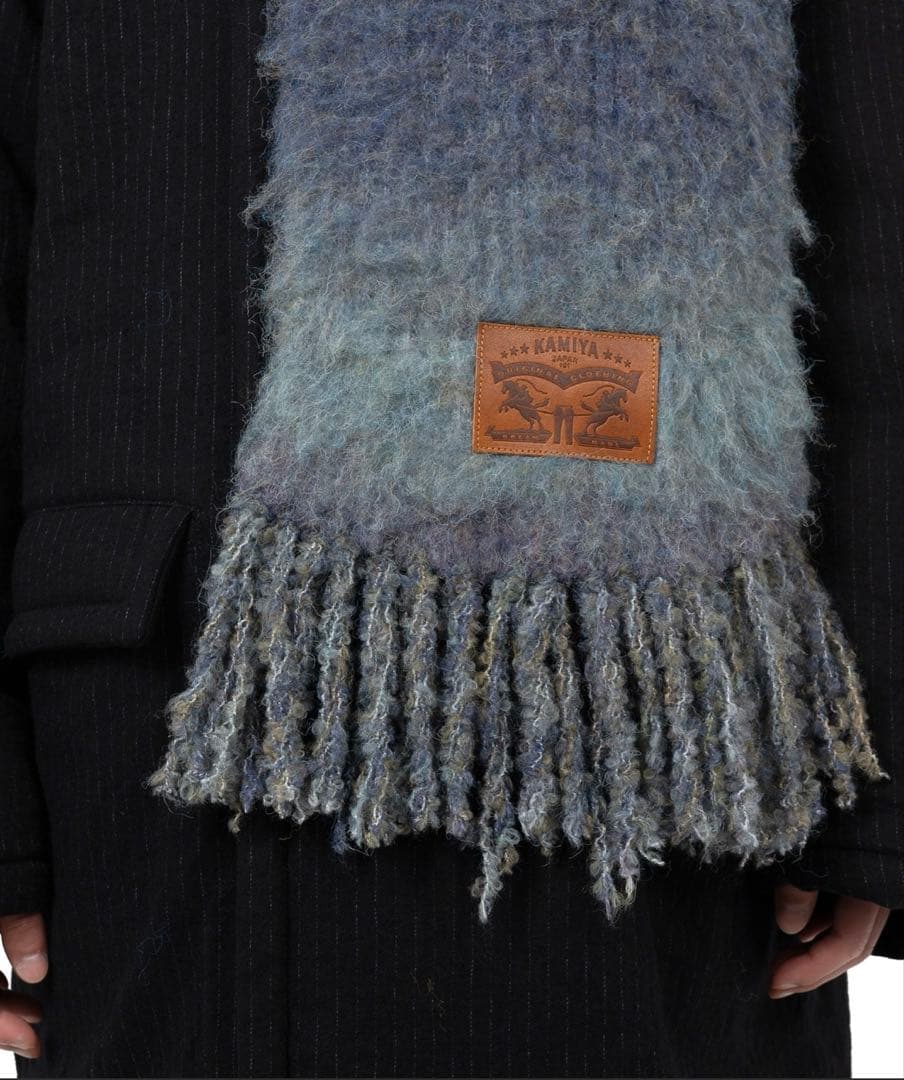 KAMIYA Gradation Knit Muffler blue マフラー