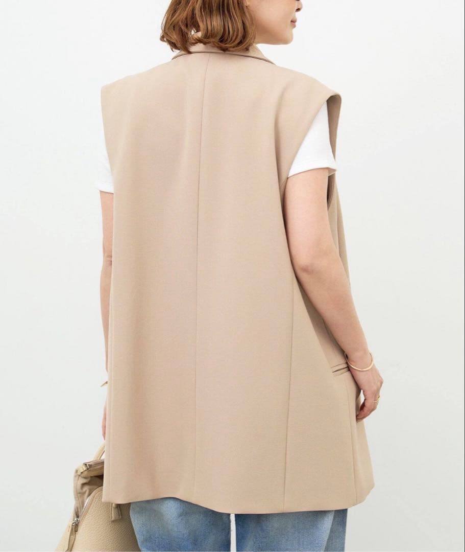 Deuxieme Classe Wクロスロングベスト　ベージュ