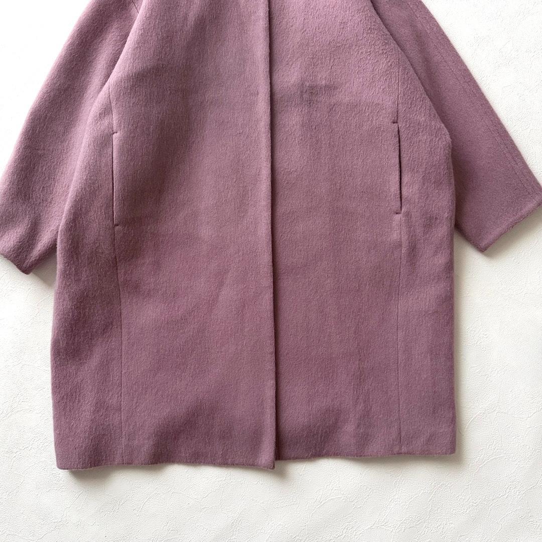 美品 ルーニィ ウールアルパカノーカラーコクーンコート 近年 ピンク Lサイズ